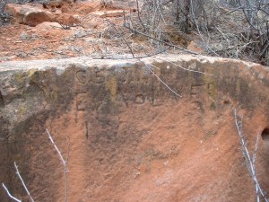 Quarryman's carved name and date