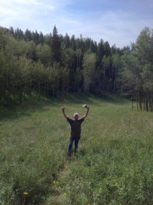 The author celebrating the end of the Swisher Trail